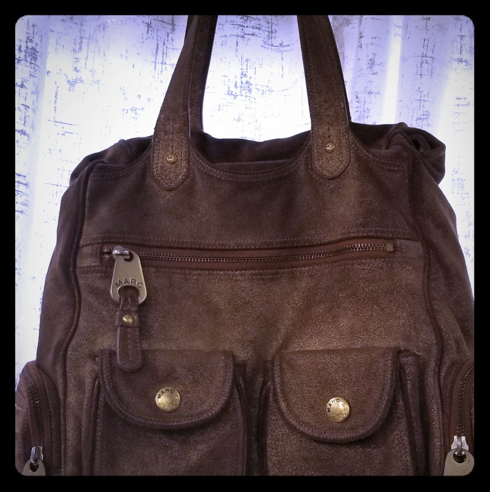 Marc Jacobs gold brushed leather handbag
